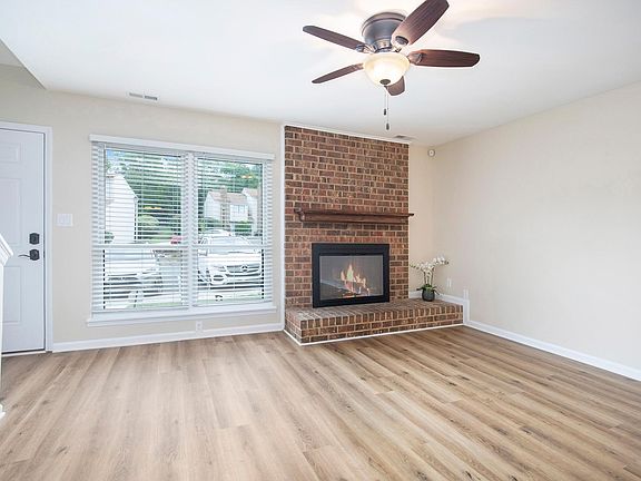 Living Room with wood burning fireplace