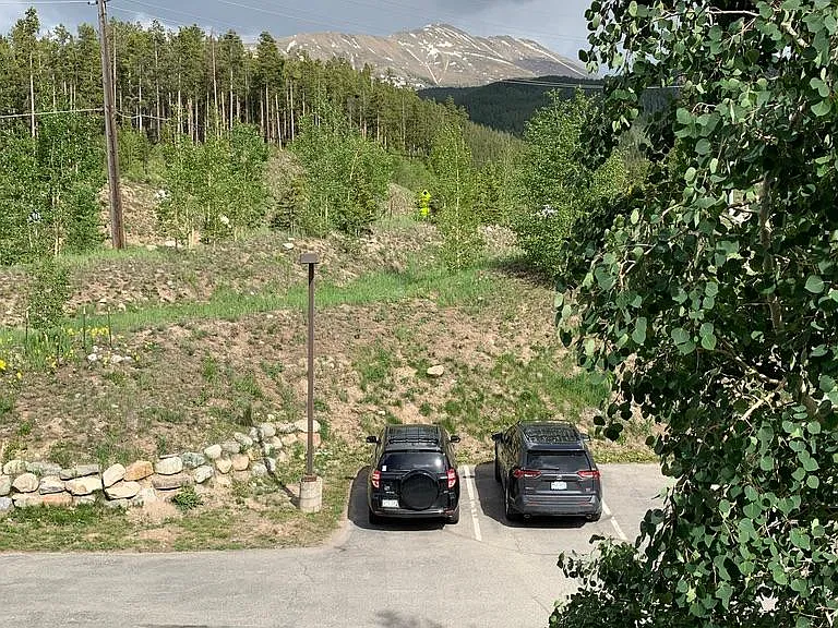 Mount Baldy view across parking lot