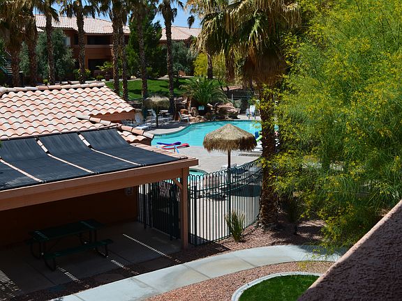 View of the pool from the front patio