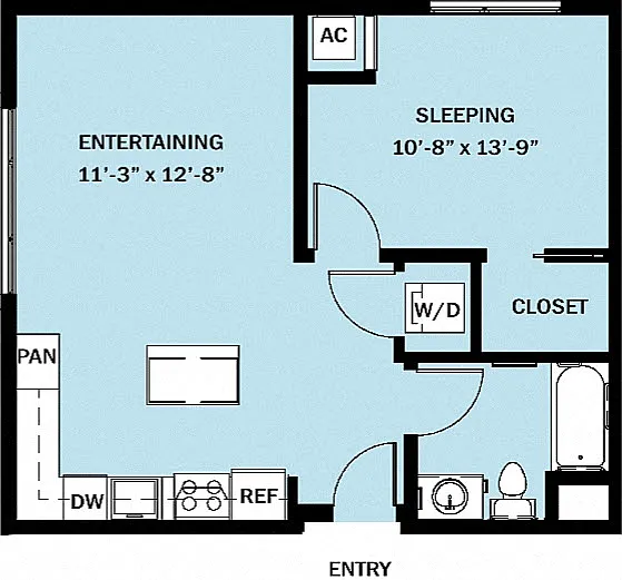 Floor plan 1 Bedroom 1 Bath B16