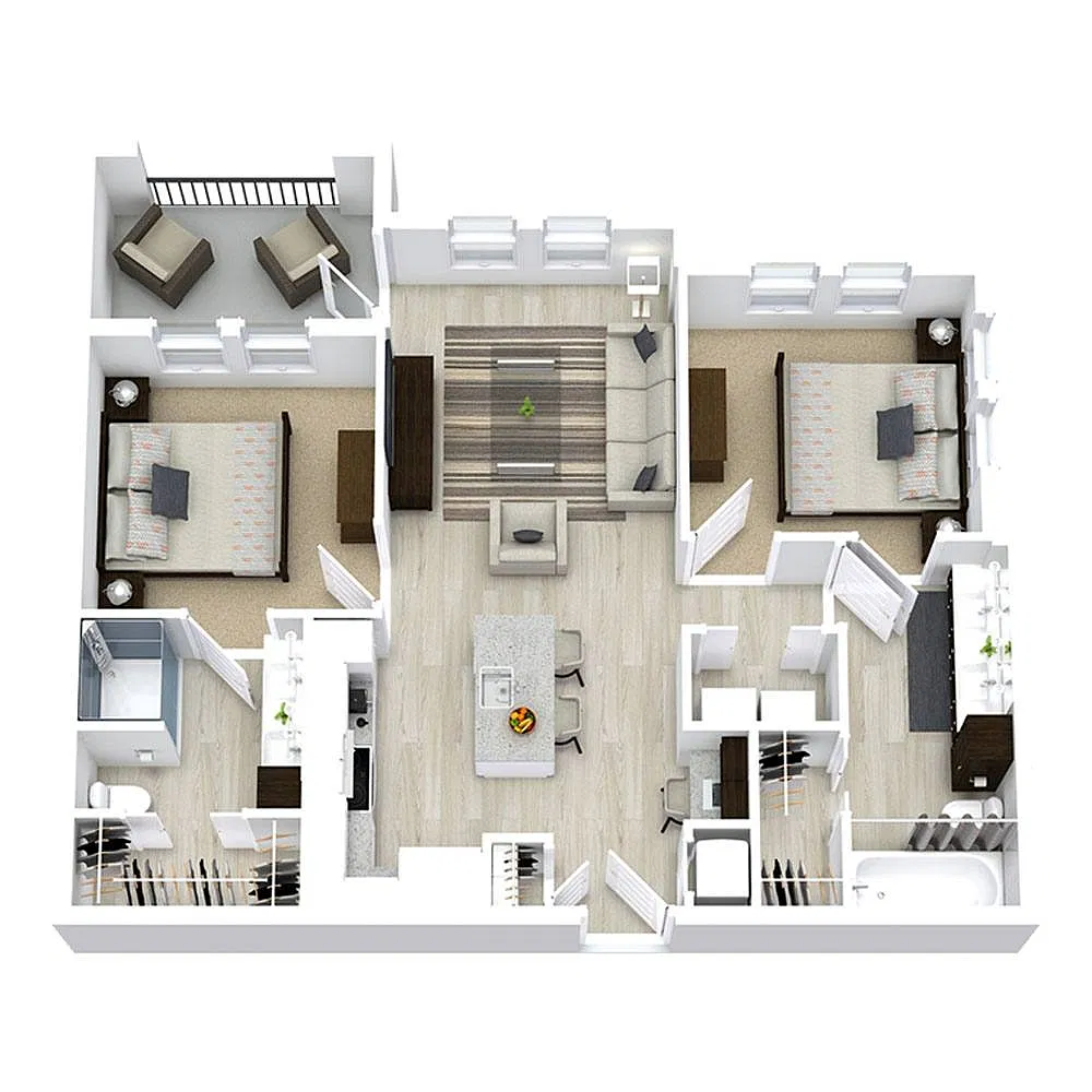 Floor plan B1 - Two Bedroom | Two Bath