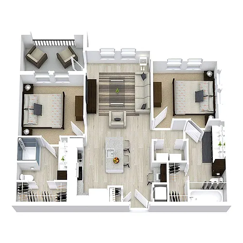 Floor plan B1 - Two Bedroom | Two Bath