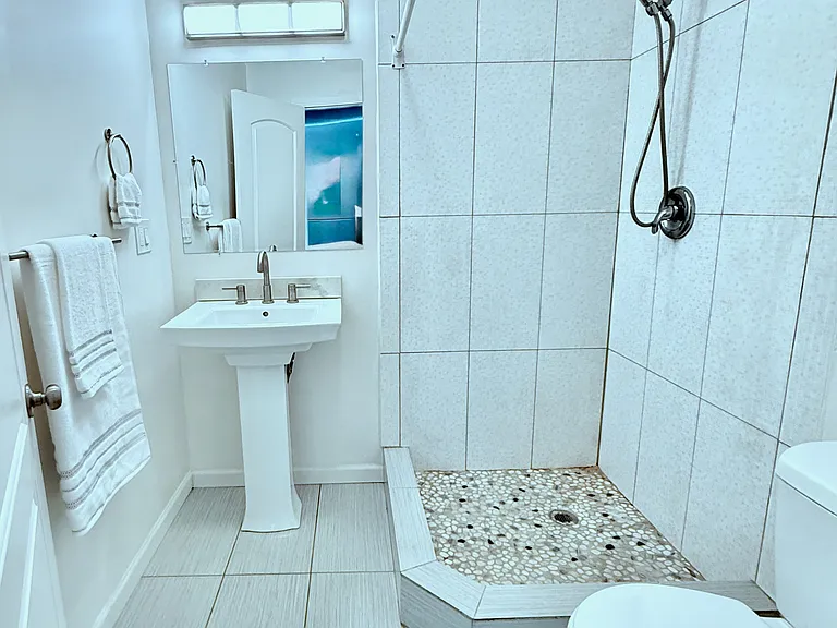 Large Master Bath ~ Fully covered in Italian tiles, premium fixtures & lighting.