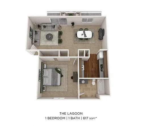 Floor plan One Bedroom - 617 sqft