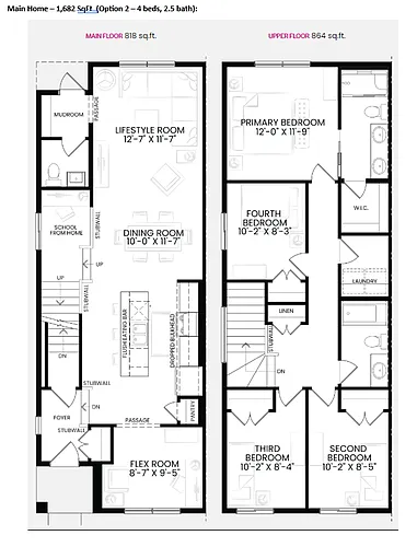 Floor plan 4 Bed 2.5 Bath House