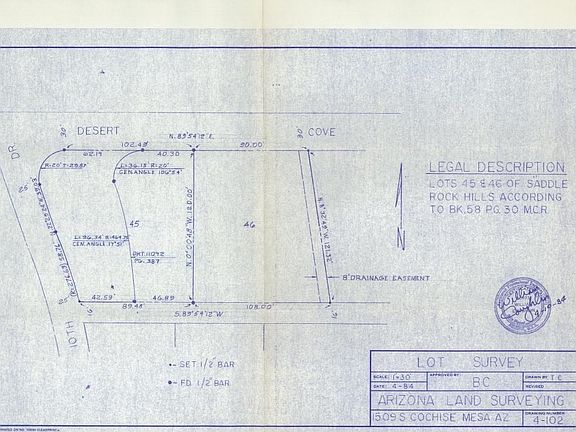 Desert Cove Lot Survey