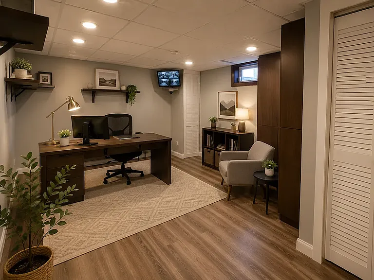 Basement room/office with surveilance setup