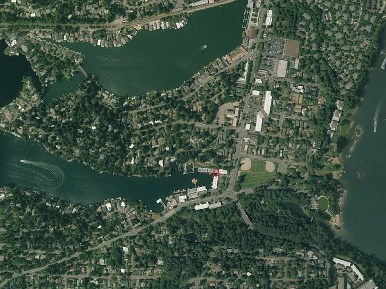 Arial view, red circle is the unit location