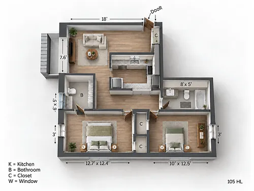 Floor plan 2 bed 105