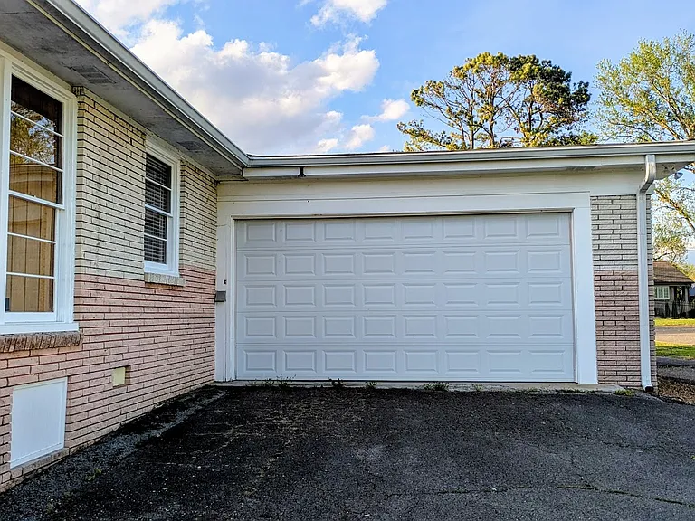 A rear entry two car garage.