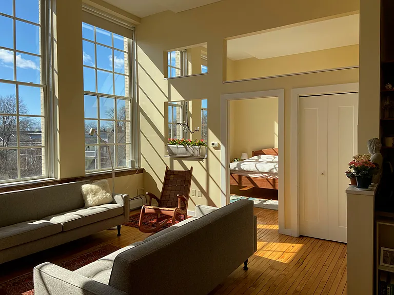 Cutouts between living room and master bedroom.