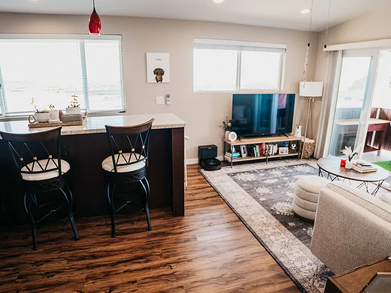 Living room and dining area