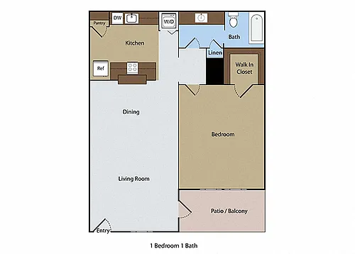 Floor plan 1 BR 1 BA