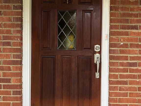 Original mahogany door with stained glass