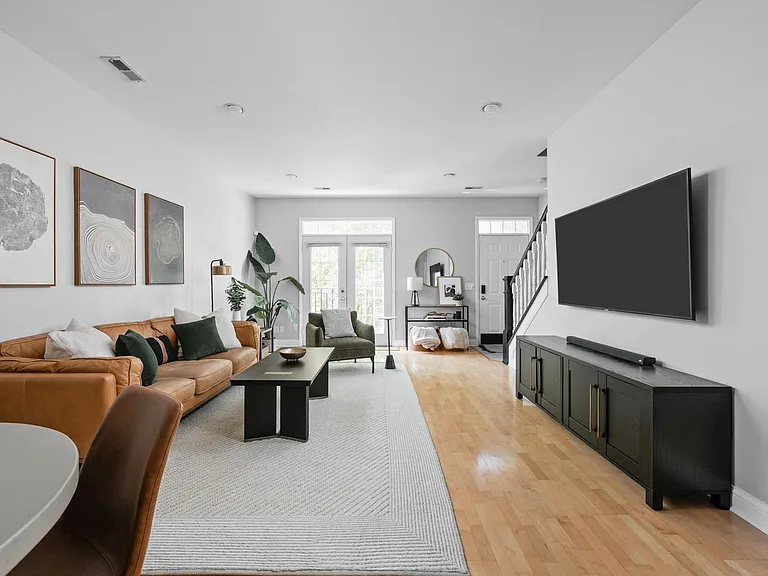 Living Room that overlooks the garden fountain.
