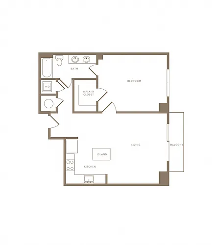Floor plan 1 Bed/1 Bath-A14