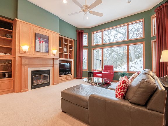 Wood built ins and fireplace
