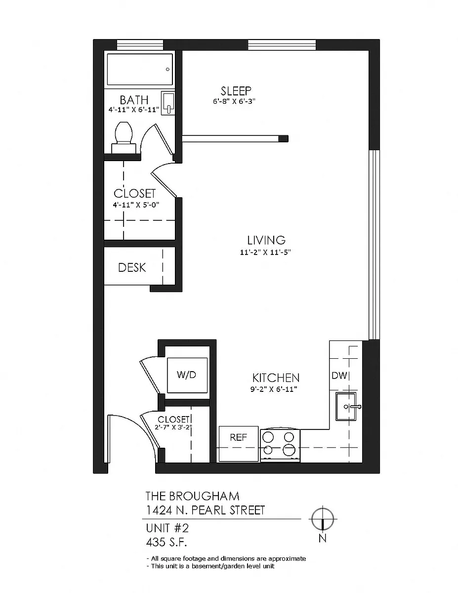 Floor plan 1 Bedroom - 1 Bathroom