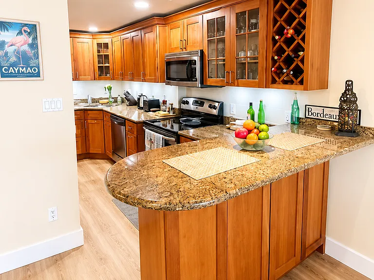 Modern Kitchen with Granite and Wood Accents