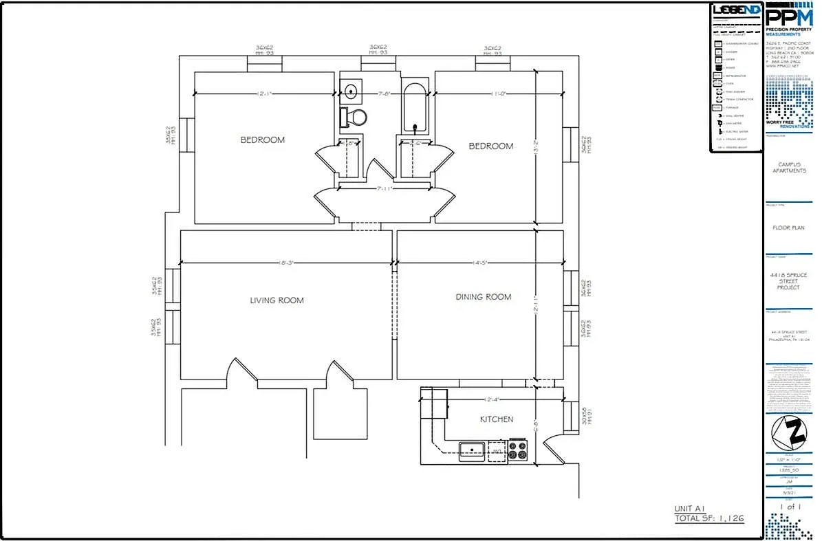 Floor plan 2 Bedroom 1 Bathroom