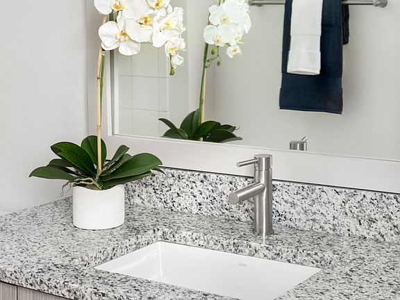 Granite countertops and brushed nickel hardware