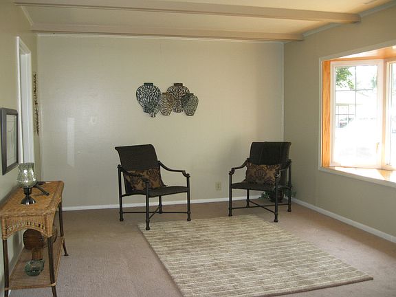 Bay window in the living room with a nice view of the front yard.