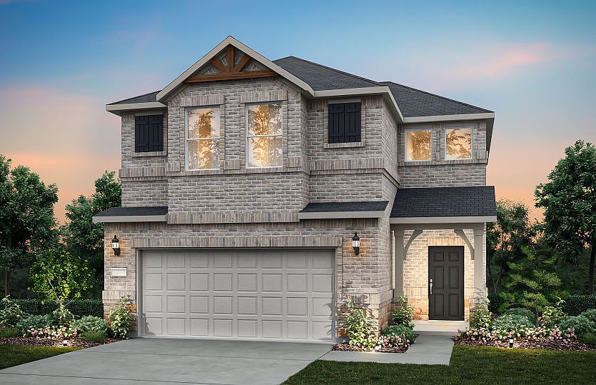 The Maroon, a two-story home with 2-car garage, shown with Home Exterior S