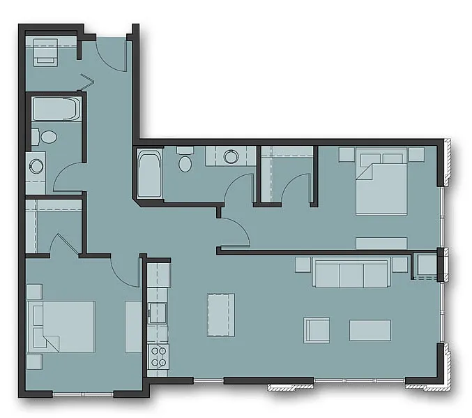 Floor plan Two Bedroom C.1