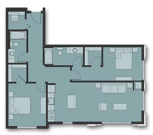 Floor plan Two Bedroom C.1