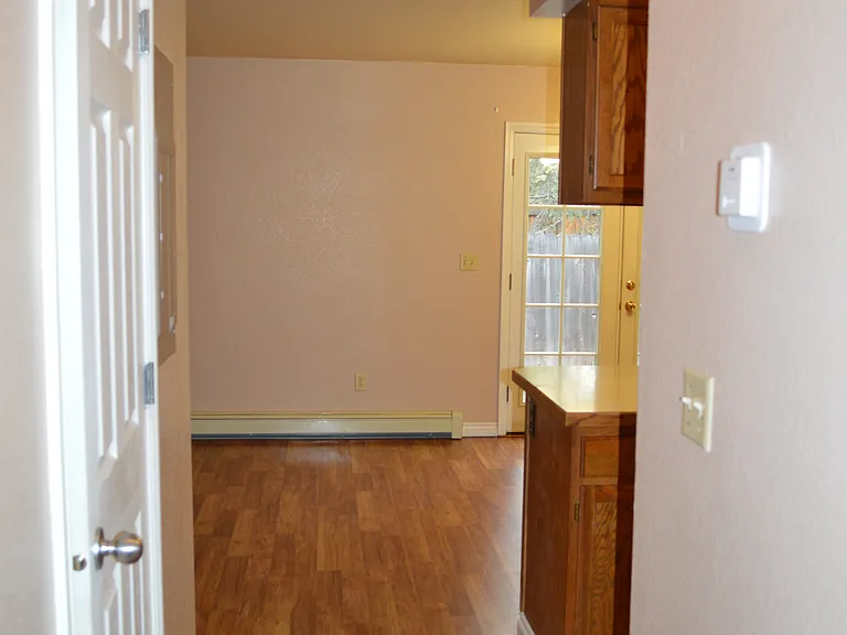 View from living room to dining/kitchen