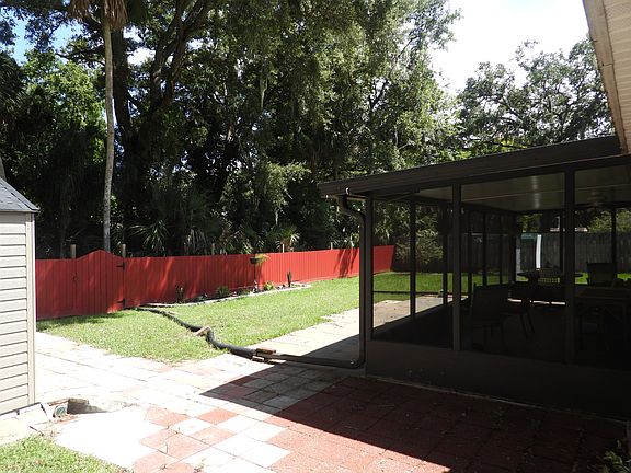 Patio blocks around side of house