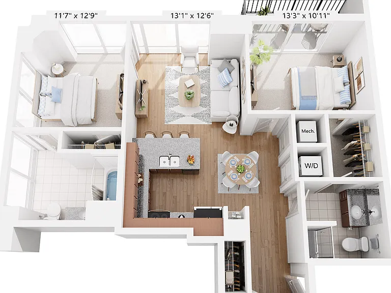 B1A floor plan Skyhouse Raleigh