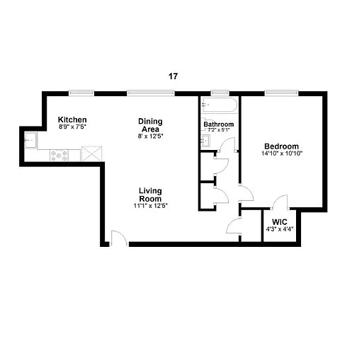 Floor plan 1BR 17