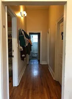 hallway to bathroom