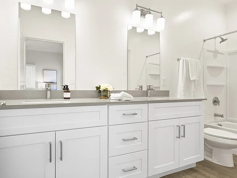 Large bathroom with double sinks