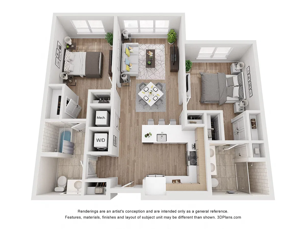 Floor plan Avenue G | 2 Bed/2 Bath-BW-05.1