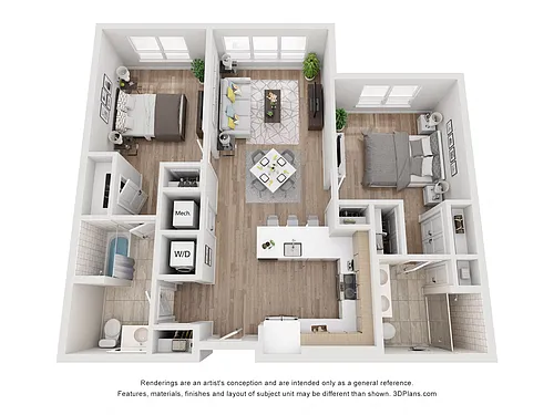 Floor plan Avenue G | 2 Bed/2 Bath-BW-05.1