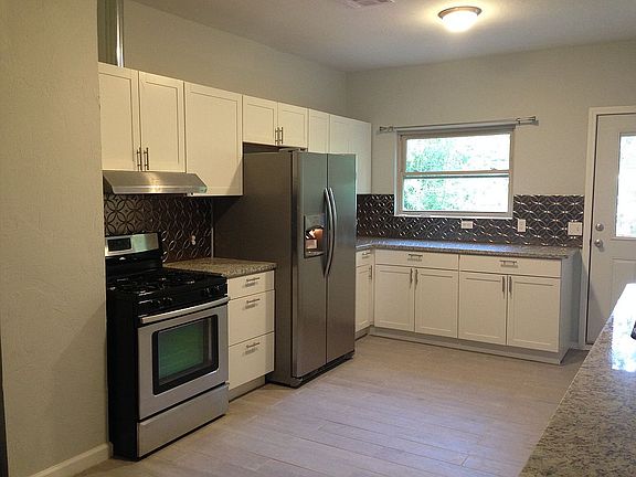 Range, refrig., back door.