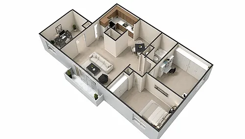 Floor plan Three Bedroom, One Bath