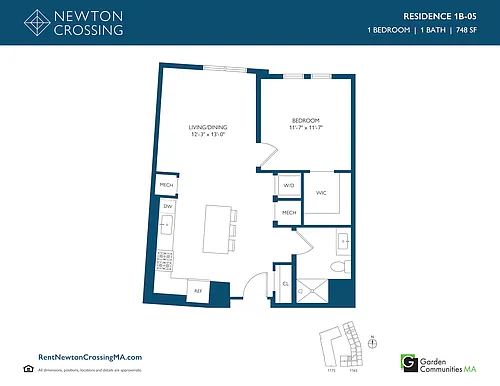 Floor plan One Bedroom Apartment 1B-05