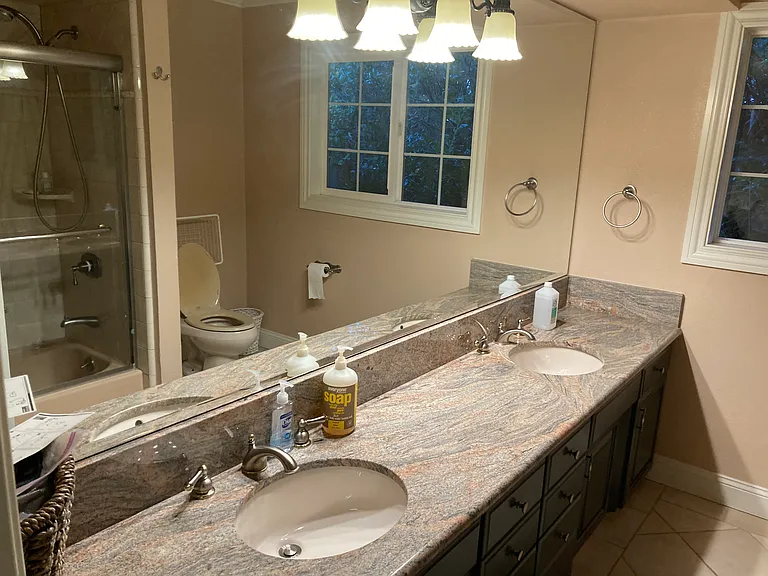 Hallway bath with tub and shower