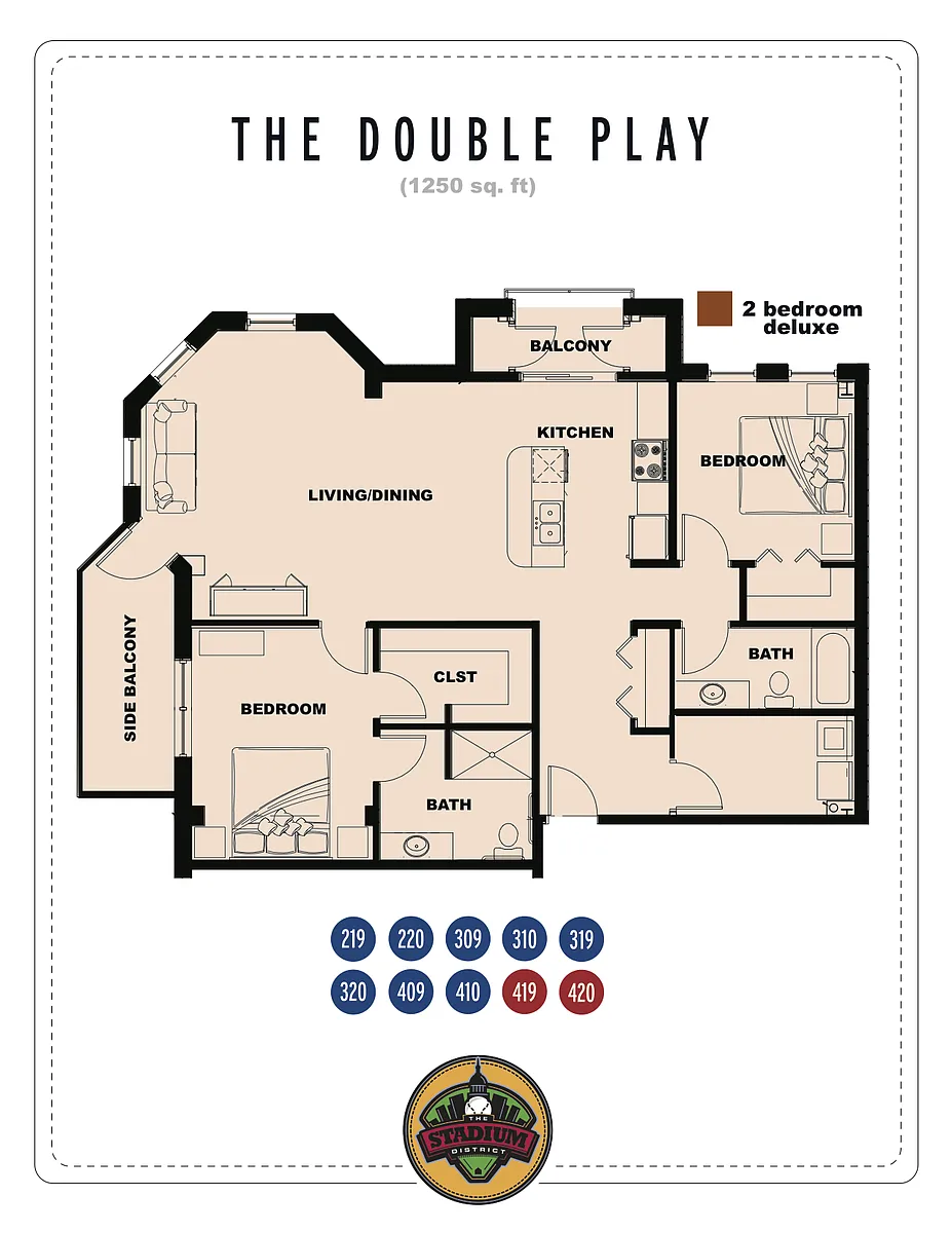 Floor plan 2 Bed 2 Bath D