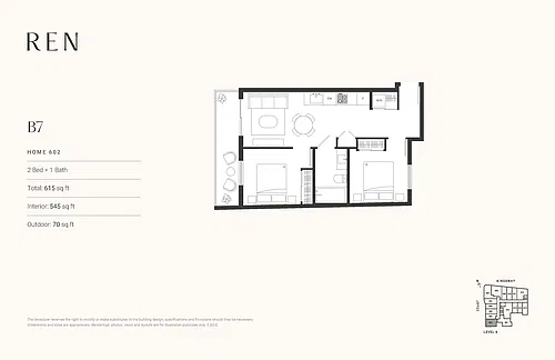 Floor plan 2 Bed + 1 Bath 2 Bed 1 Bath