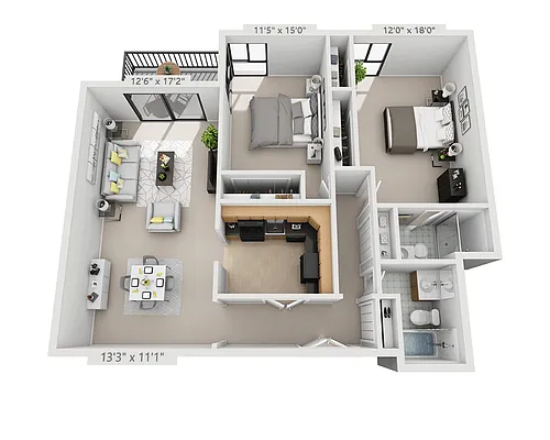 Floor plan Tower (2 Bedroom Corner)