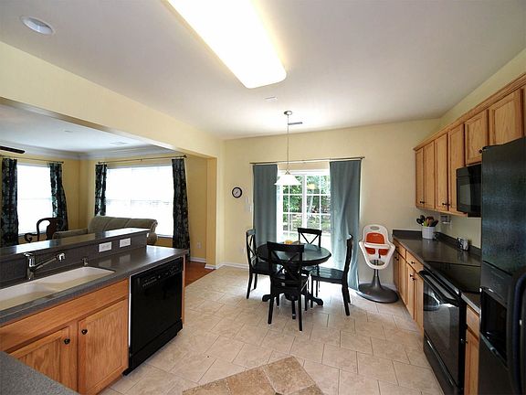 Kitchen with backyard view