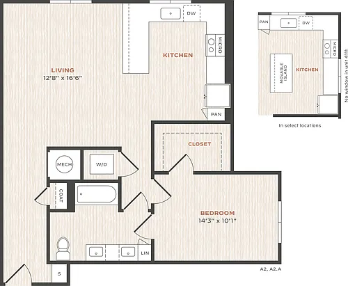 Floor plan 1 Bed/1 Bath-A2