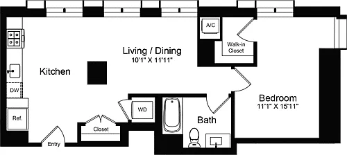 Floor plan 1 Bedroom B