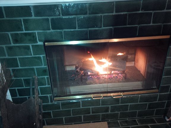 2 sided gas fireplace in lr 