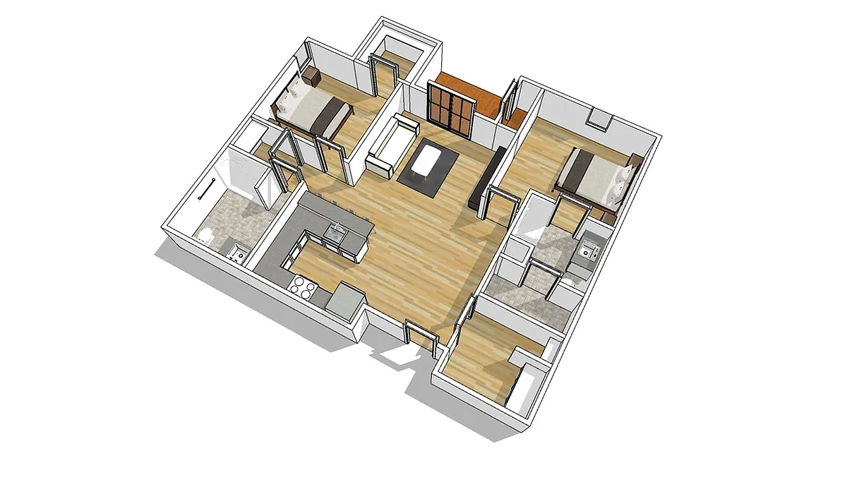 Floor plan 2 Bedroom, 2 Bath