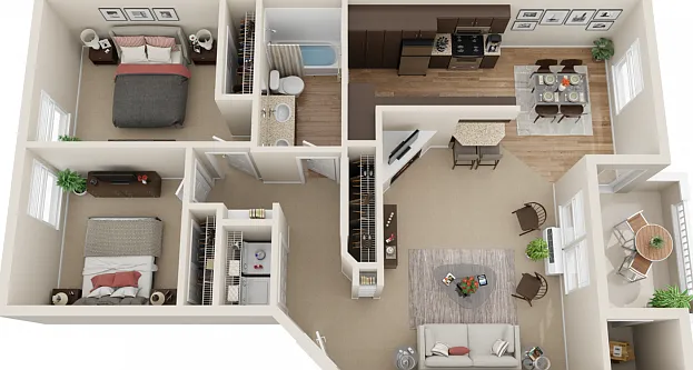 3D Silver - 2BD/1BA - 1,006 SF 3D Silver - 2BD/1BA - 1,006 SF